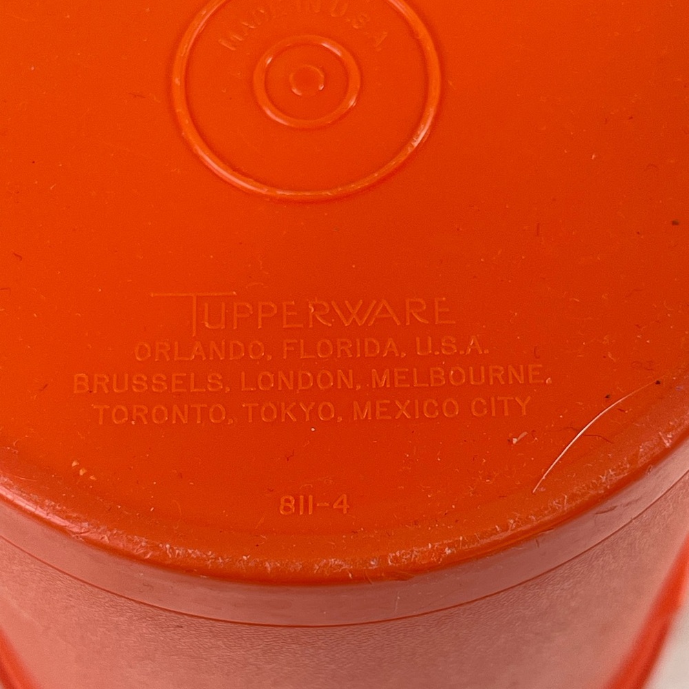 Vintage Tupperware Orange Canister, Made in USA - Picture 4 of 7